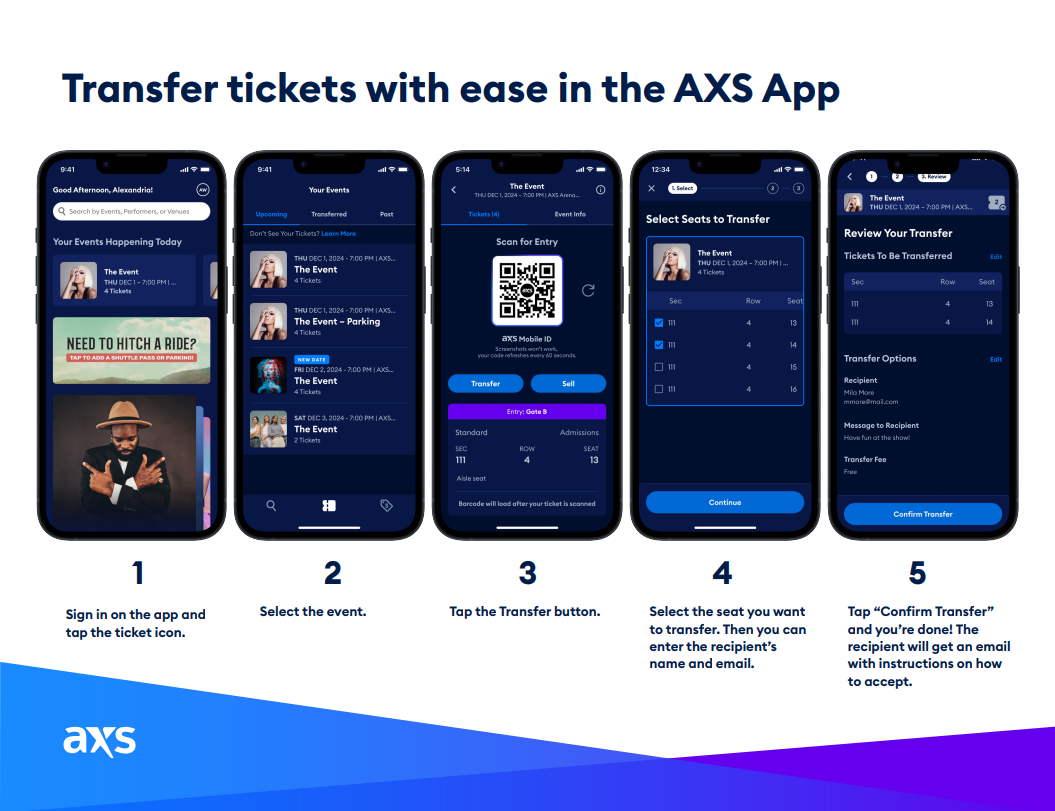 Transfer tickets with ease in the AXS App.